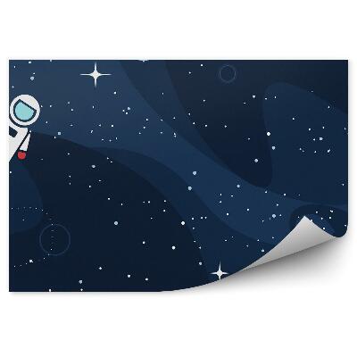 Fototapeta samoprzylepna Kosmos rakieta kosmonauta księżyc granatowe tło