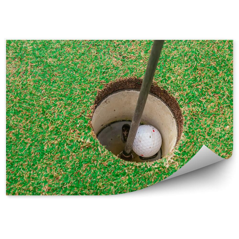 Fototapeta samoprzylepna Dołek piłka golfowa trawa kijek