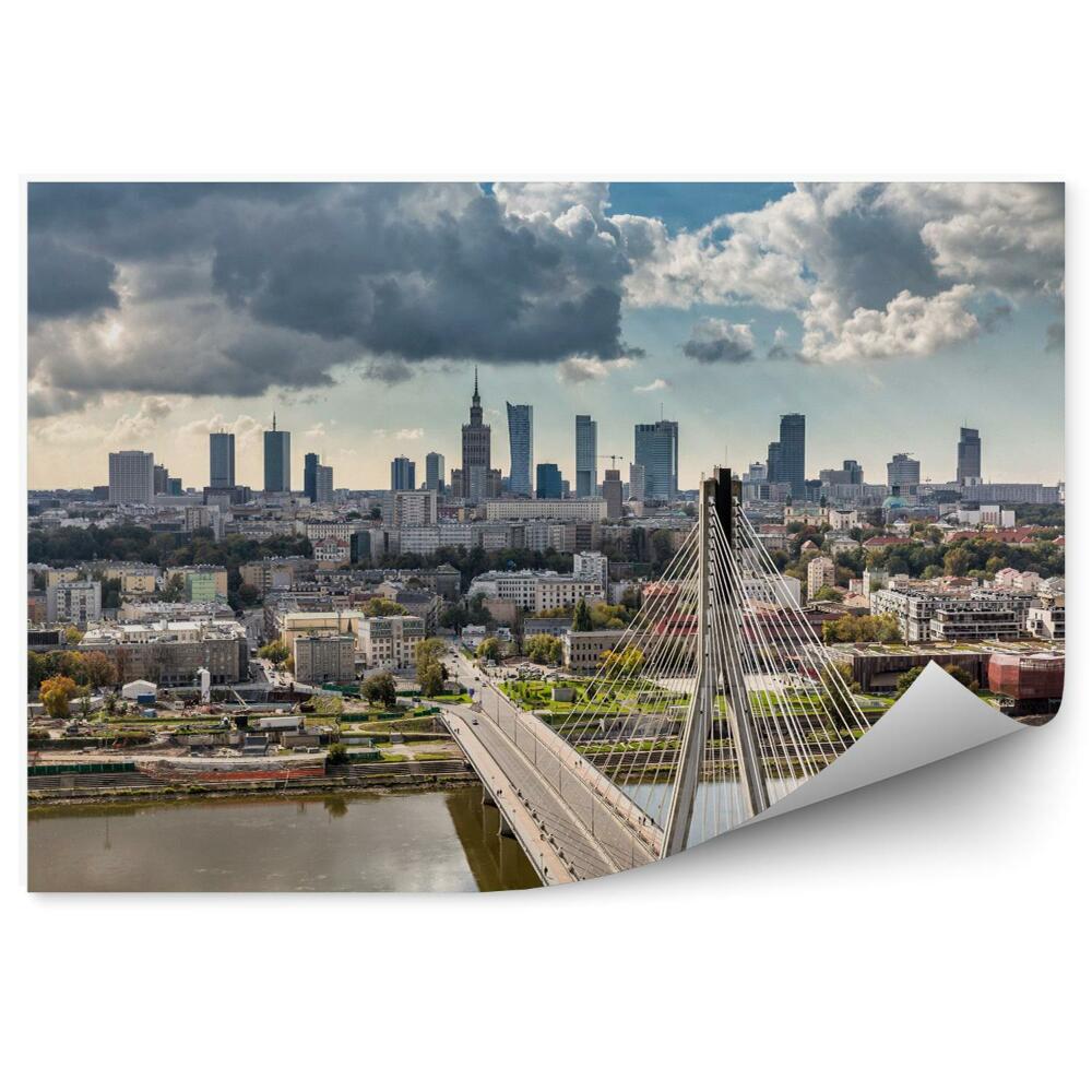 Fototapeta Warszawa skyline za mostem