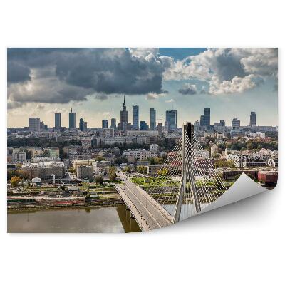 Fototapeta Warszawa skyline za mostem