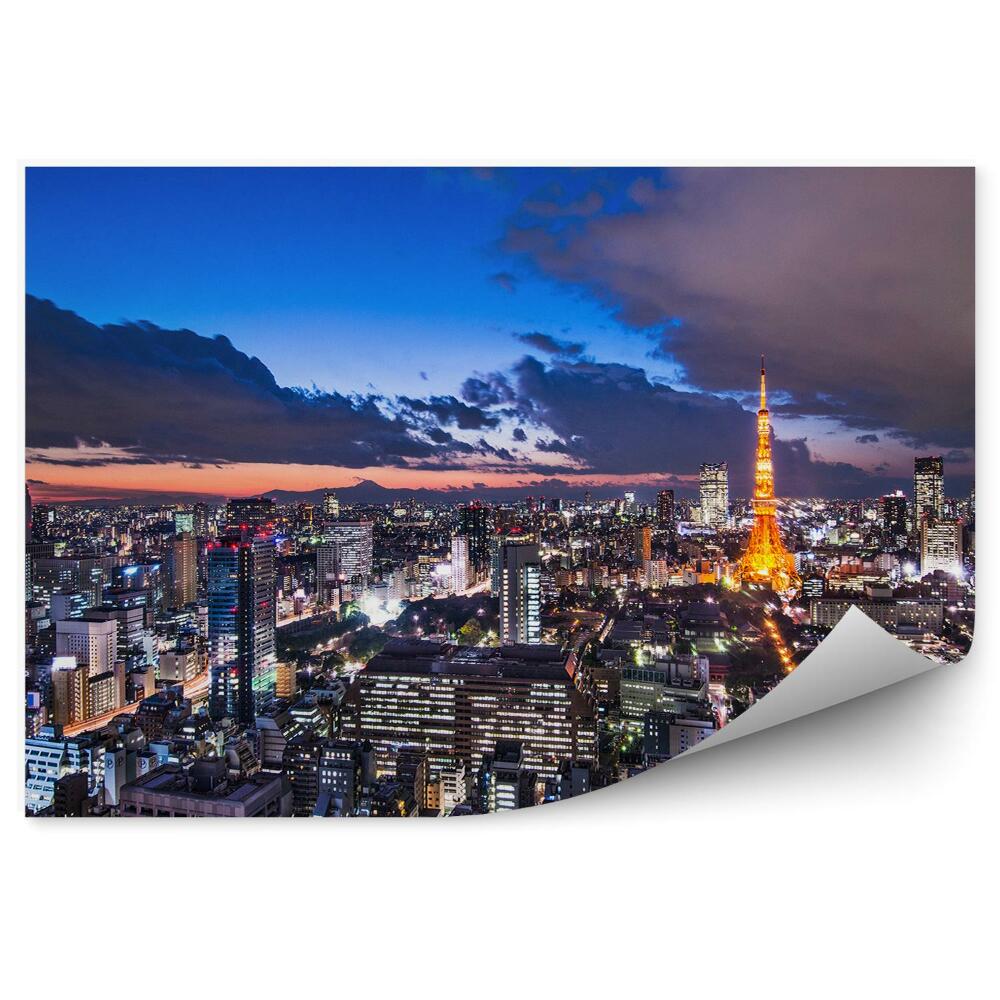 Okleina na ścianę wieżowce droga niebo chmury Tokio Japonia