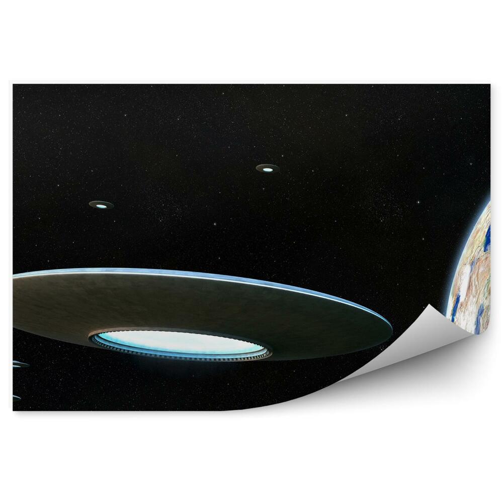 Fototapeta Planeta ziemia ufo 3d niebo gwiazdy