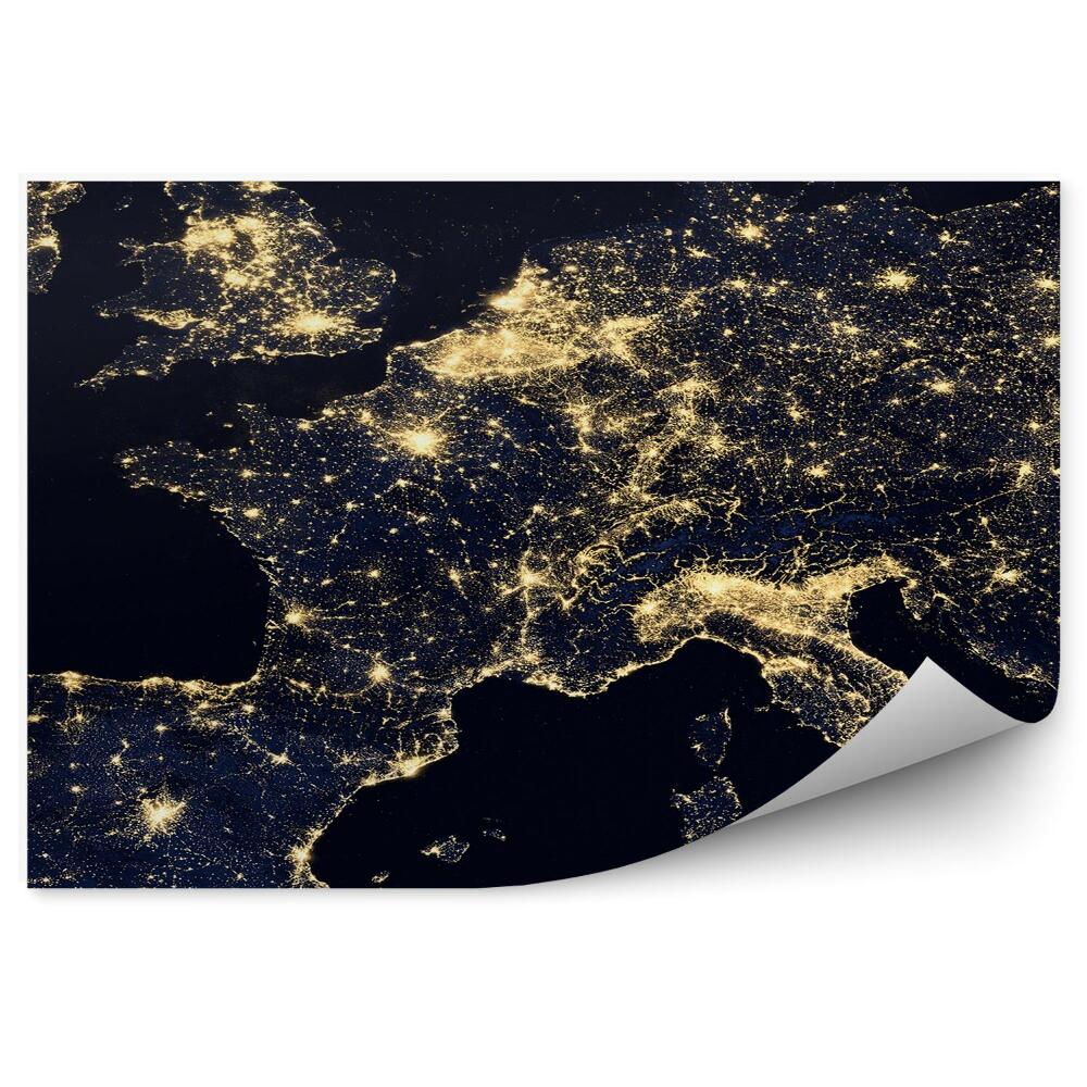Fototapeta na ścianę Mapa europy światła noc blask kraje