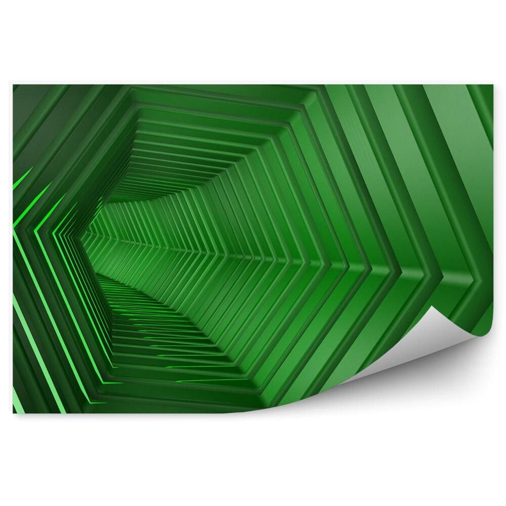Okleina na ścianę Zielony sześciokątny futurystyczny tunel