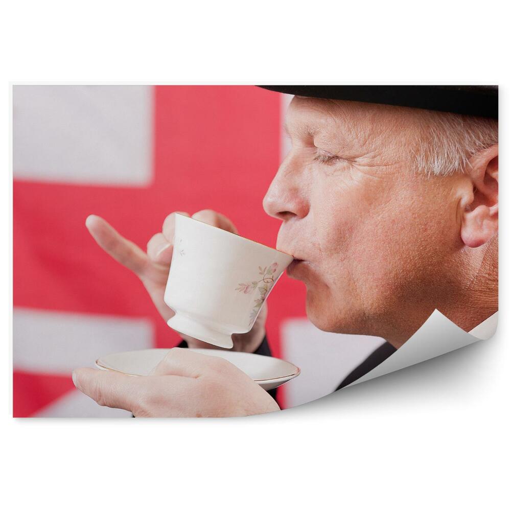 Fototapeta Angielska herbatka flaga mężczyzna