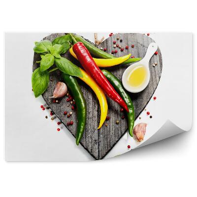 Fototapeta Świeże warzywa na podkładzie w kształcie serca