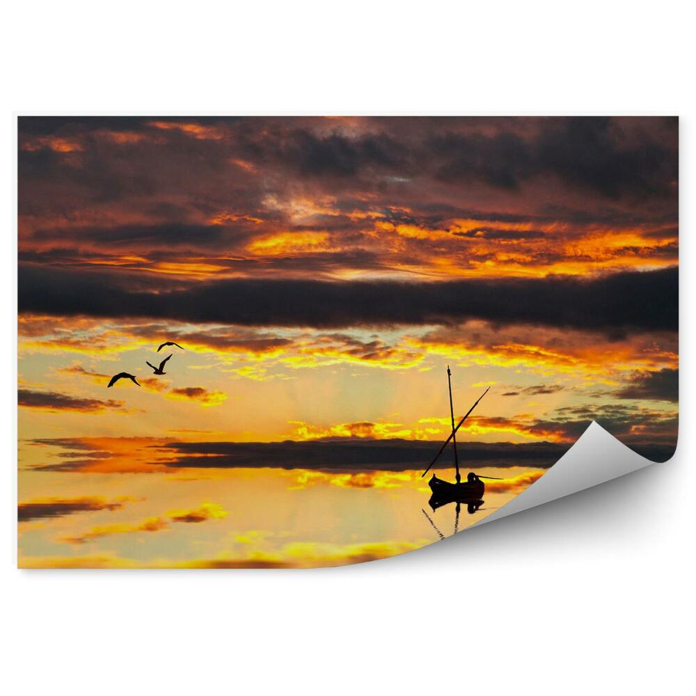 Fototapeta Zachod słońca i łódka