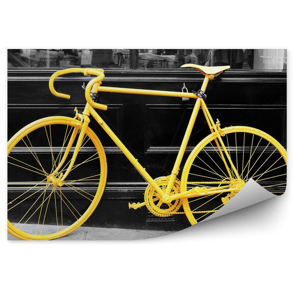 Okleina na ścianę Żółty rower czarno-białe zdjęcie miasto