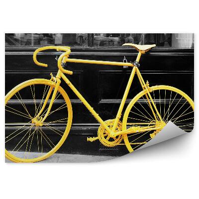 Okleina na ścianę Żółty rower czarno-białe zdjęcie miasto