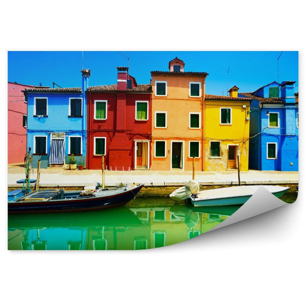 Fototapeta Wenecja góry wyspa burano kanał kolorowe domy i łodzie