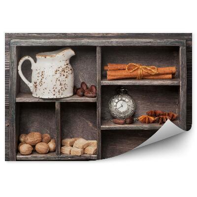 Fototapeta Gorąca czekolada i przyprawy Vintage zestaw w drewnianym pudełku