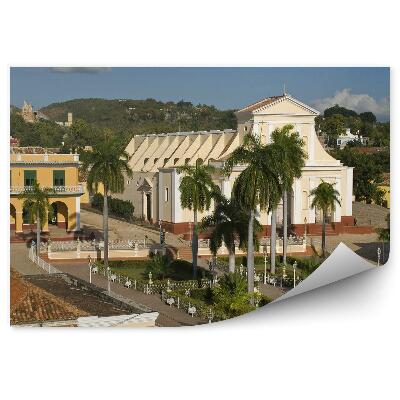 Okleina ścienna Budynki architektura natura palmy