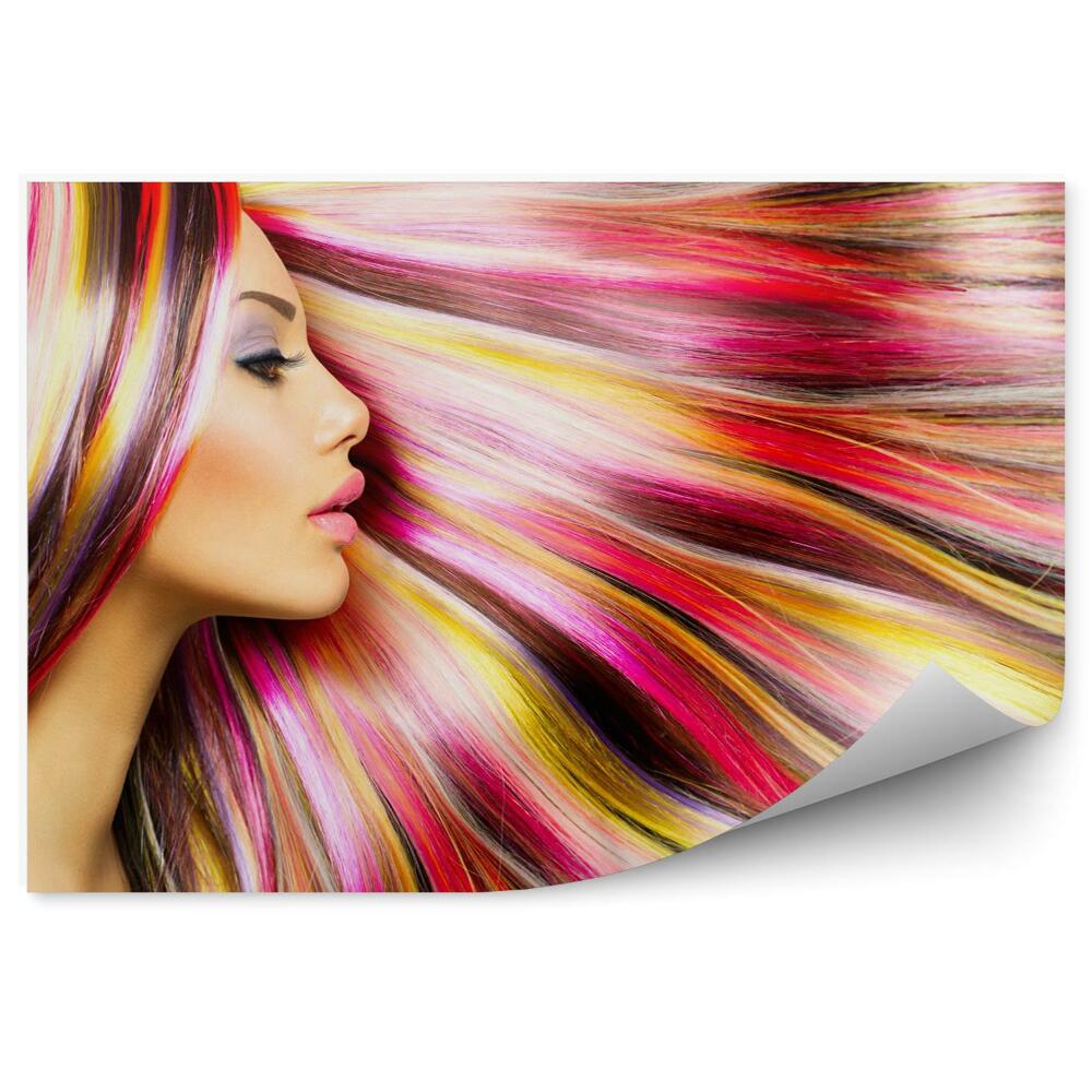 Fotopeta Modelka piękna dziewczyna z kolorowych włosów farbowanych