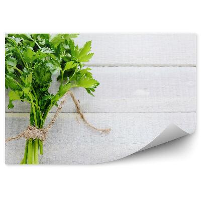 Fototapeta samoprzylepna Pęczek pietruszki na białych deskach