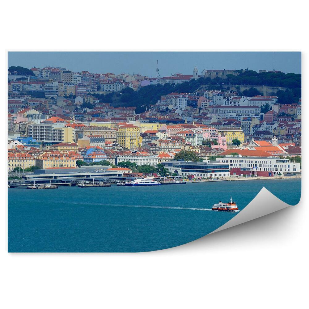 Fototapeta na ścianę budynki wzgórze ocean statek Lizbona