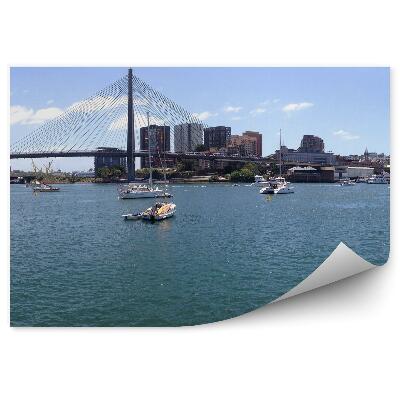 Fototapeta Budynki most panoramiczny anzac jachty niebo chmury