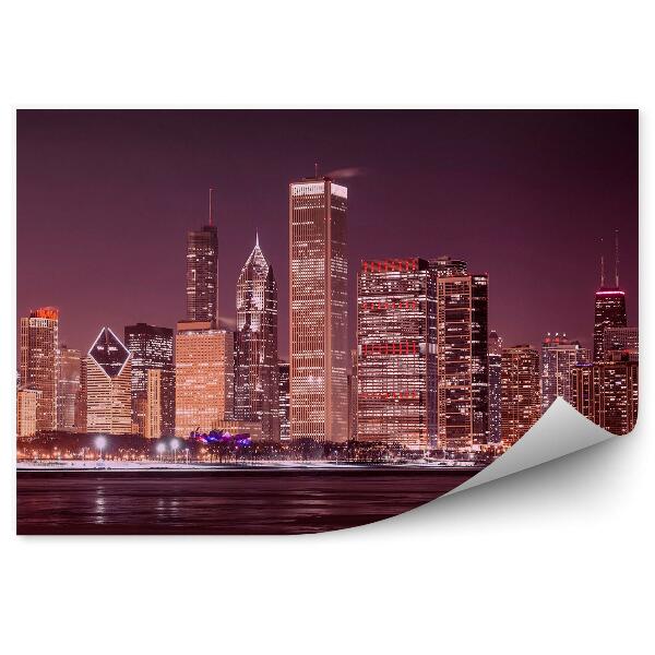 Fototapeta na ścianę wieżowce Chicago światła noc ocean