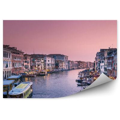 Fototapeta Architektura zmierzch gondole statki różowe niebo