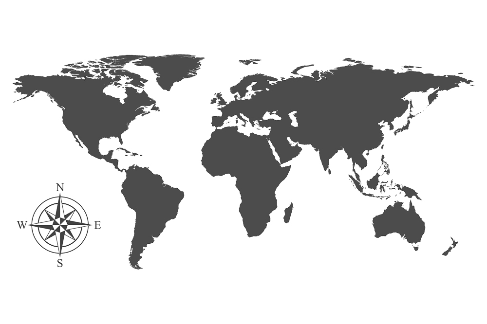 Fototapety Czarno biała mapa świata