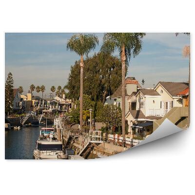 Fototapeta na ścianę Neapol kanał budynki palmy jachty