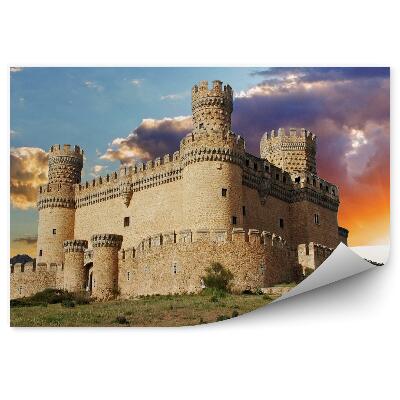 Okleina na ścianę Stary murowany zamek góry blask słońca