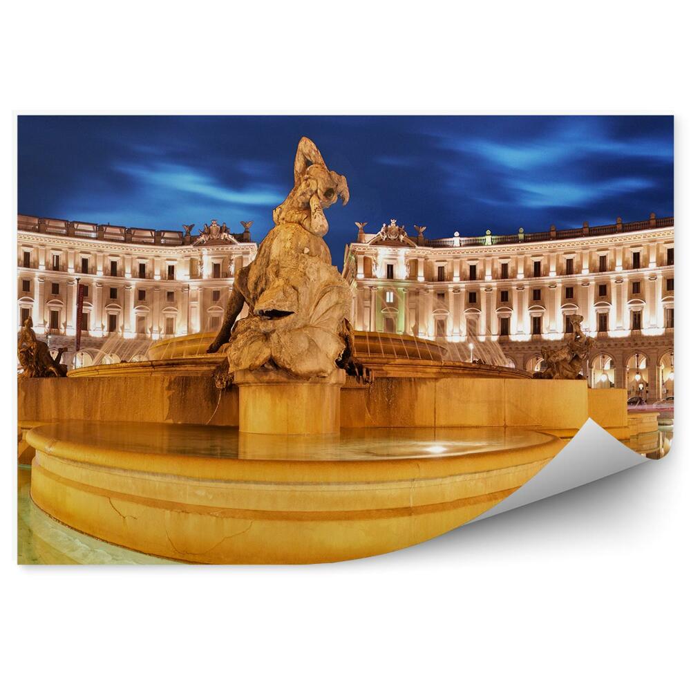 Fototapeta na ścianę plac Republiki fontanna Rzym noc światła niebo