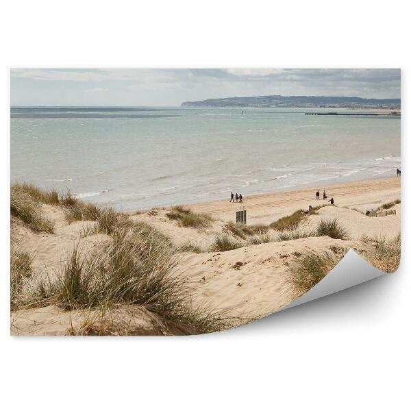 Fototapeta Plaża camber wydmy ocean ludzie niebo chmury rośliny