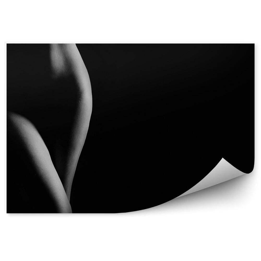 Fotopeta Czarno-białe zdjęcie cień naga kobieta skóra smukłe ciało