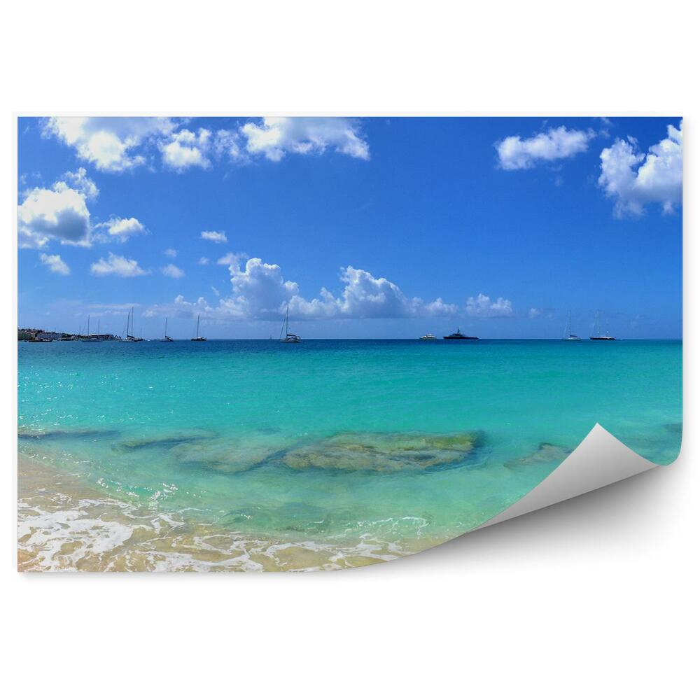 Okleina na ścianę Tropikalna plaża fale morze błękit