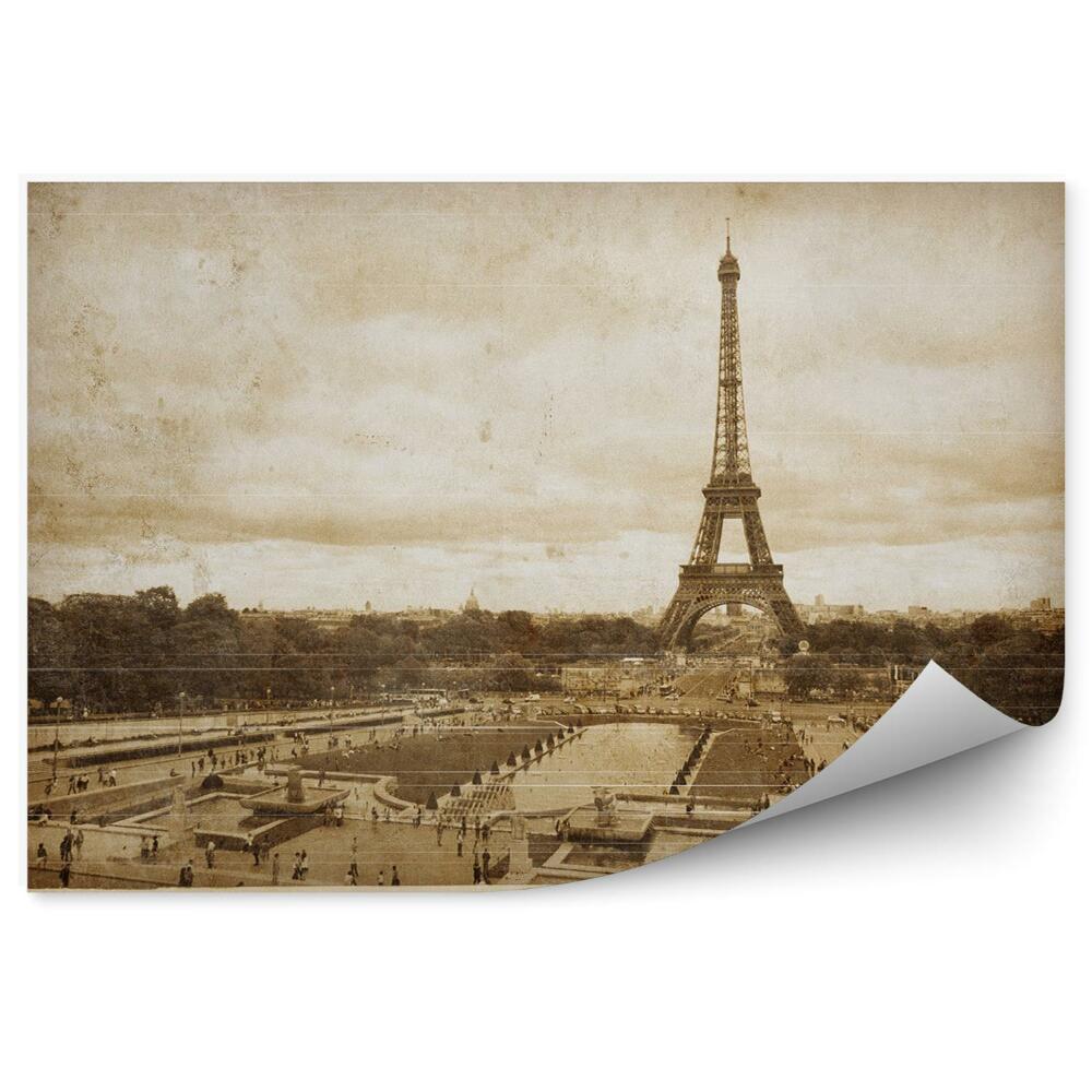 Fototapeta samoprzylepna Stara pocztówka z paryża sepia miasto widok