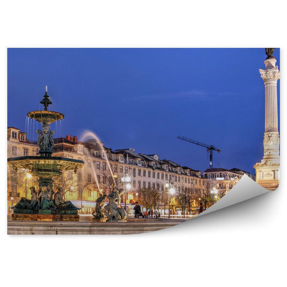 Fototapeta na ścianę fontanna pomnik rynek Lizbona ludzie budynki