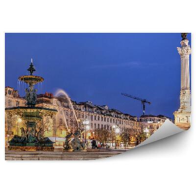 Fototapeta na ścianę fontanna pomnik rynek Lizbona ludzie budynki