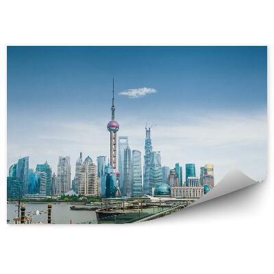 Okleina ścienna Shanghai wieżowce ocean platforma widokowa niebo chmury