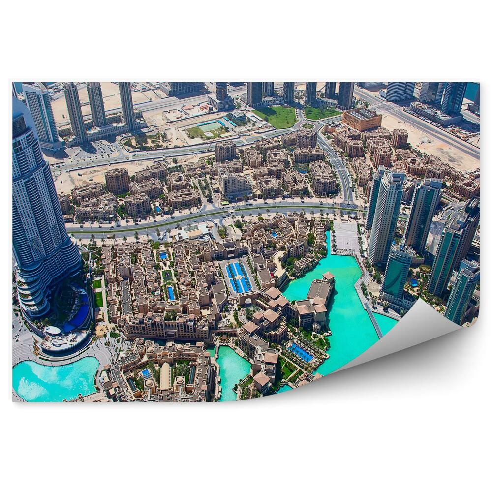Fototapeta widok z lotu ptaka wieżowce ocean Dubaj
