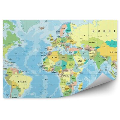 Fototapeta na ścianę Kontynenty państwa nazwy świat mapa