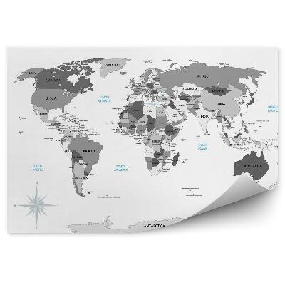 Fototapety Czarno biała polityczna mapa swiata