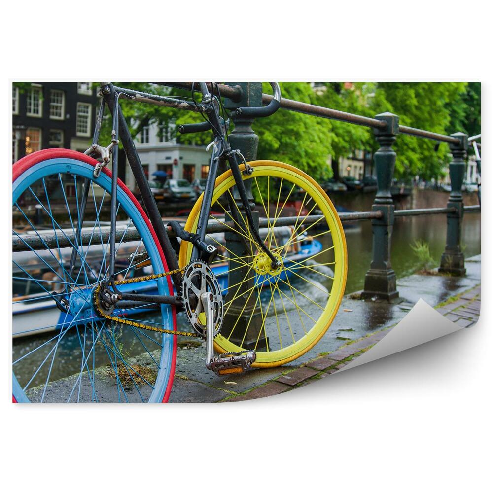Okleina na ścianę Kolorowy rower koła most holandia rzeka