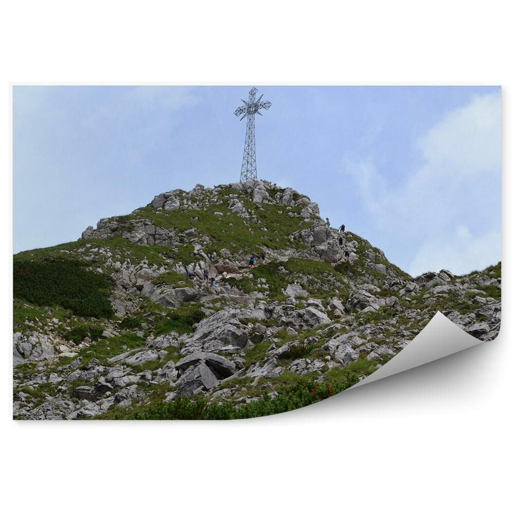 Okleina na ścianę Krzyż giewont skały rośliny widok góry tatry