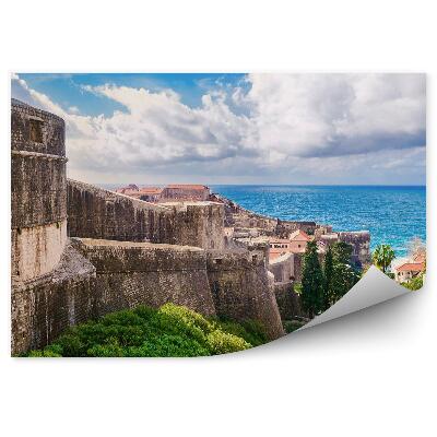 Okleina na ścianę mur stare miasto droga transport niebo chmury morze Dubrownik