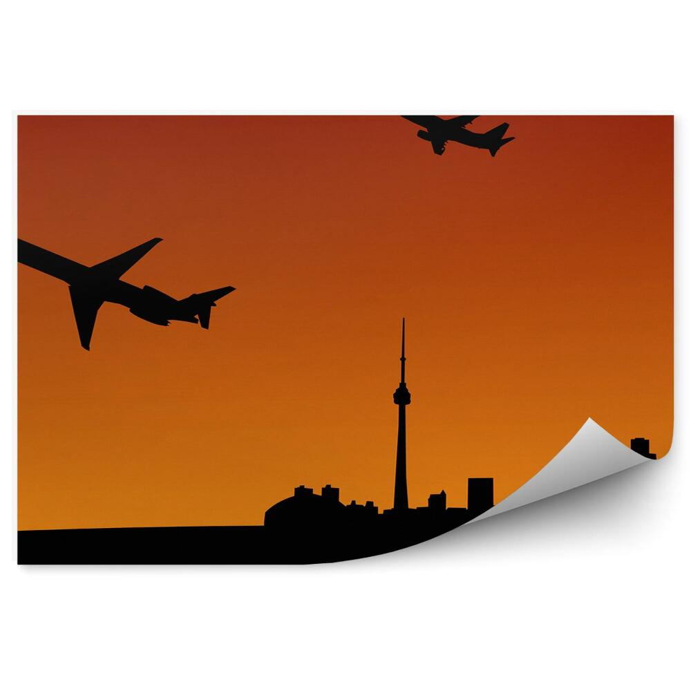 Fotopeta Sydney miasto samoloty ilustracja czarny pomarańczowy