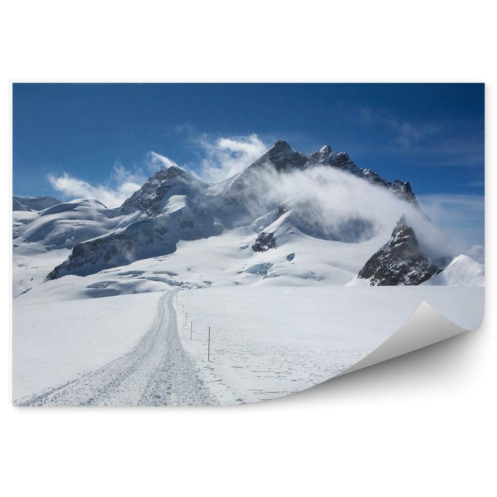 Okleina na ścianę Krajobraz alpy szwajcarskie niebo chmury zima śnieg
