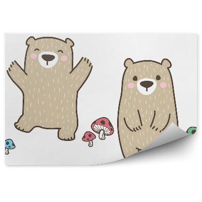 Fototapeta Brązowy szczęśliwy miś grzyby białe tło