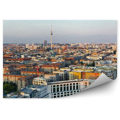 Fototapeta widok z lotu ptaka Berlin budynki droga samochody wieża telewizyjna