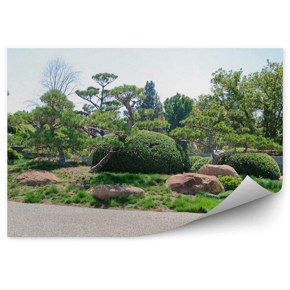 Okleina ścienna Ogród Japoński skały zieleń roślinność