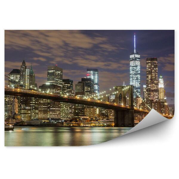 Fototapeta Brooklyn bridge i wieżowce downtown w nowym jorku