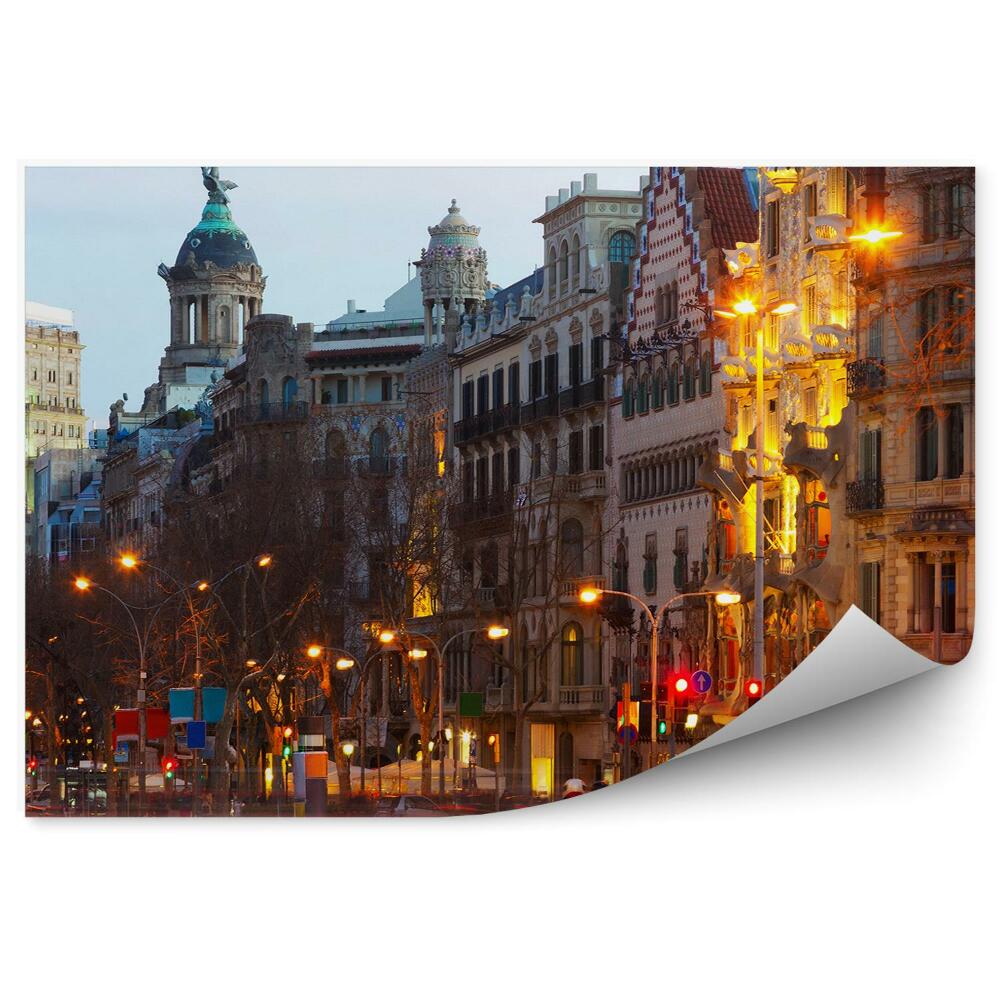 Fototapeta Hiszpania miasto światło ruch samochody ulica budynki