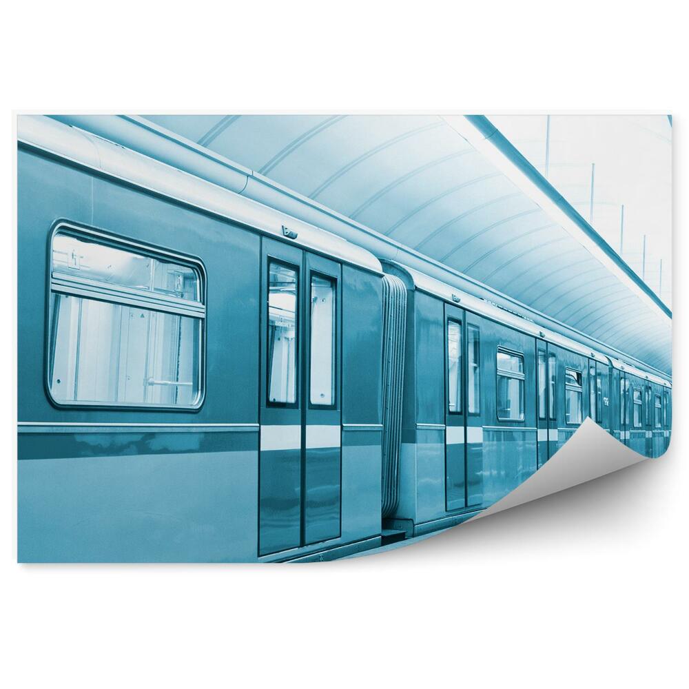 Okleina na ścianę Stacja metra pociąg transport niebieski