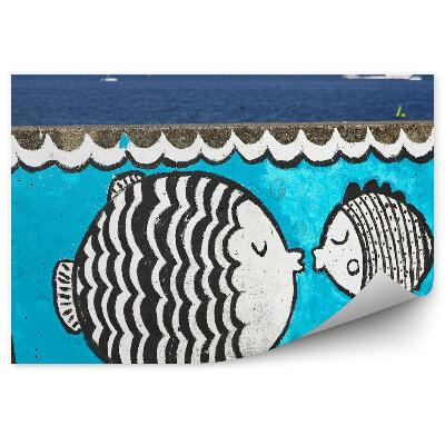 Okleina na ścianę morze Bałtyckie łodzie mural ryby wodorosty Gdynia