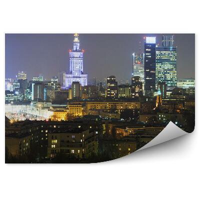 Fototapeta Wieżowce budynki światła warszawa