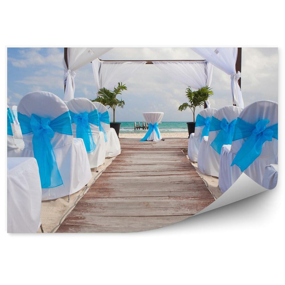Fototapeta na ścianę romantyczny ślub kwiaty plaża morze Karaibskie niebo chmury